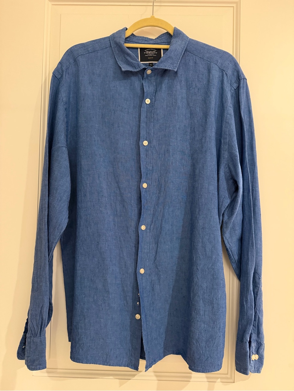 Charles Tyrwhitt Casual Blue Linen Shirt